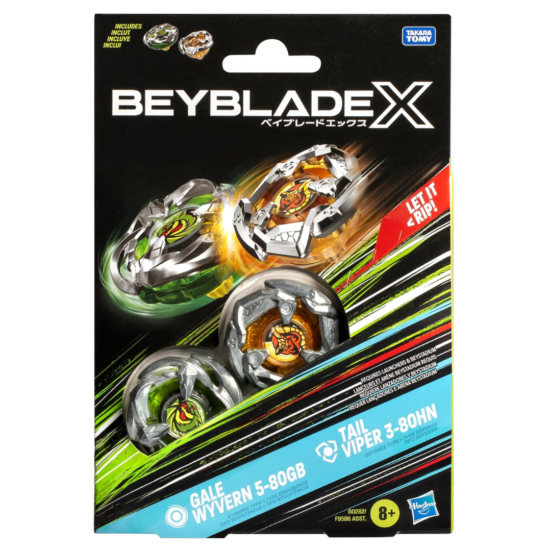 Beyblade X - Gale Wyvern 5-80GB and Tail Viper 3-80HN Top Dual Pack Set