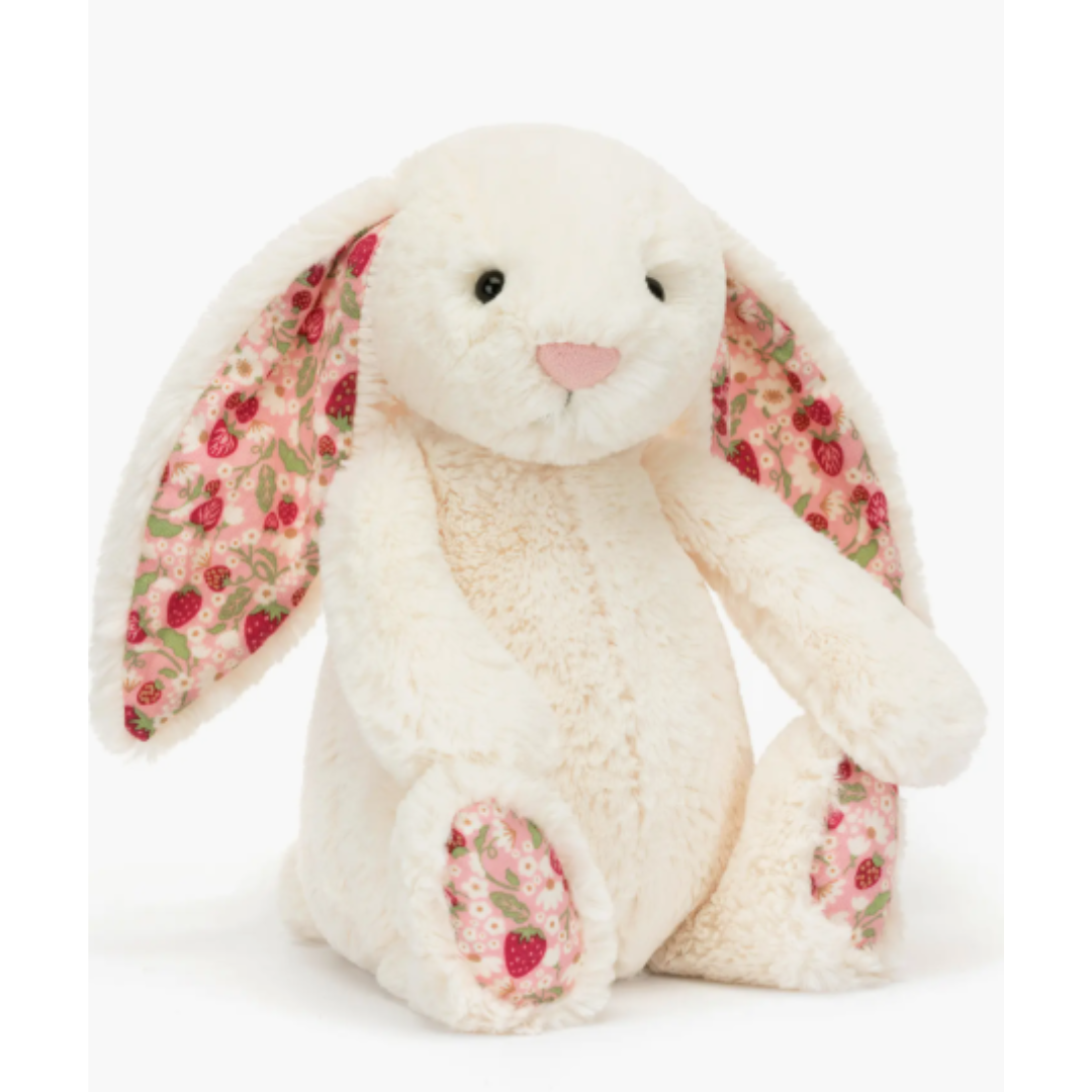 Peluche Jellycat Berry Blossom - Peluche de conejo Cream mediano de 12 pulgada