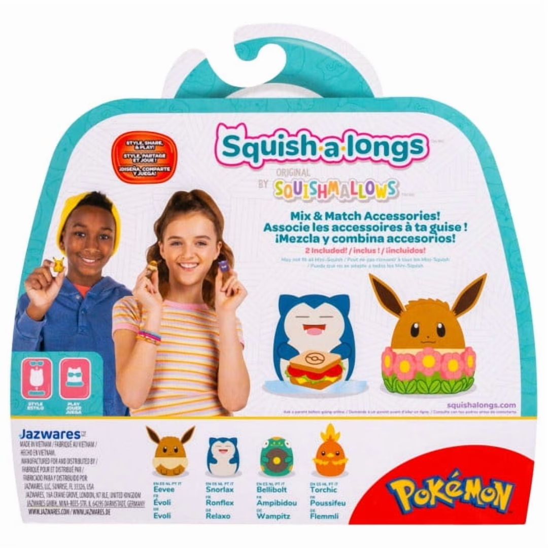 Squishmallows - Pokémon Squish-a-longs (Torchic, Eevee, Snorlax, Bellibolt)
