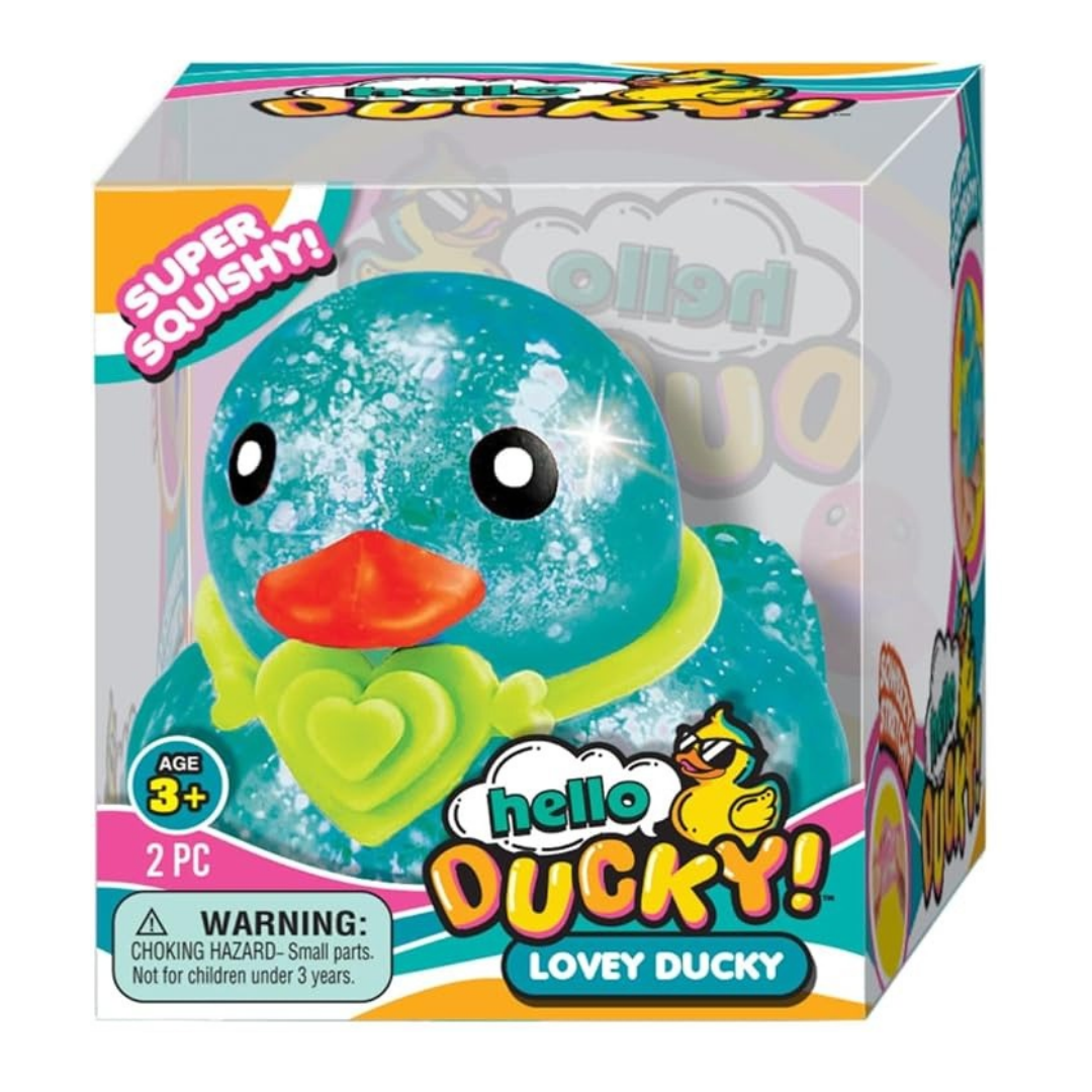 JA-RU Hello Ducky Lovey Duck - Super Squishy Glitter Azul
