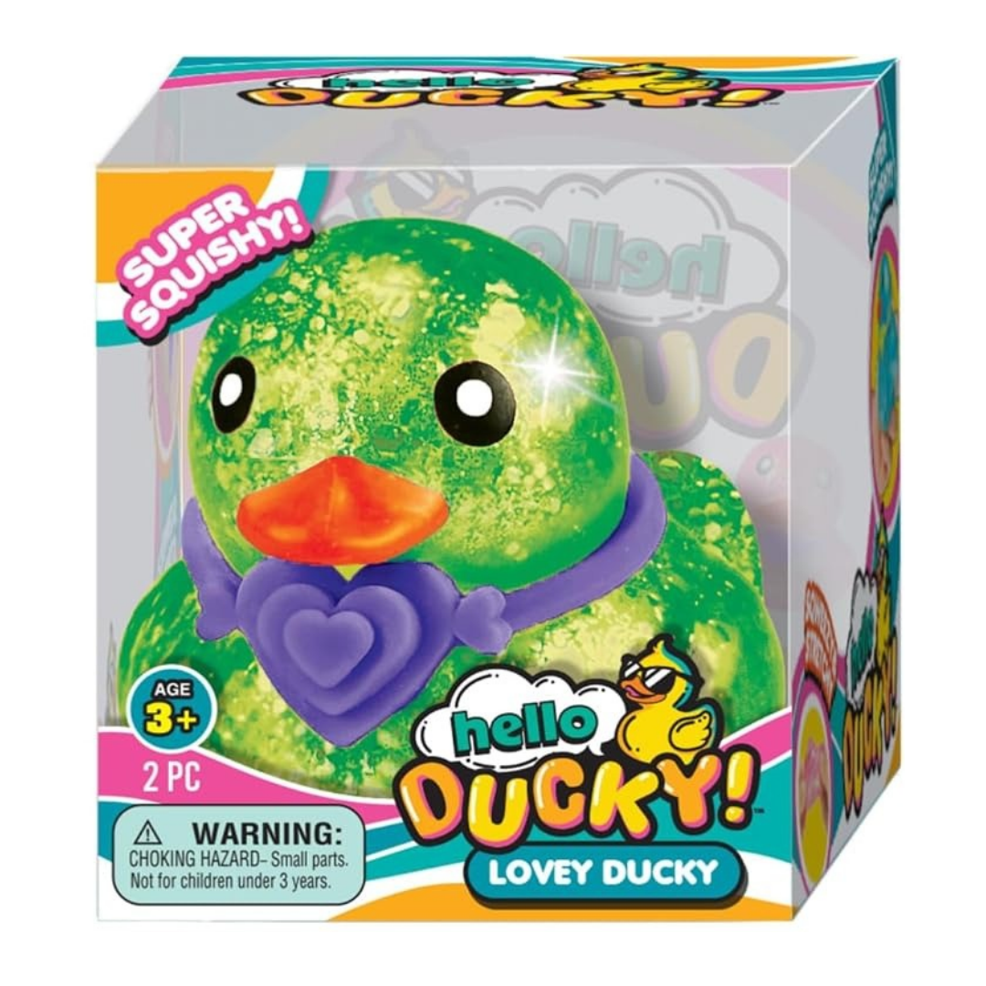JA-RU Hello Ducky Lovey Duck - Super Squishy Glitter Verde