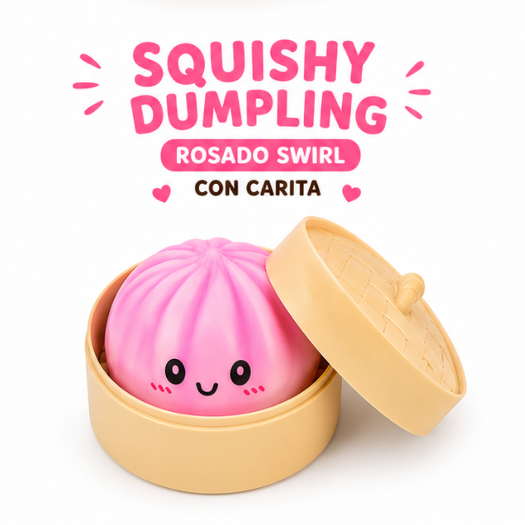 Squishy Dumpling - Rosado Swirl con Carita
