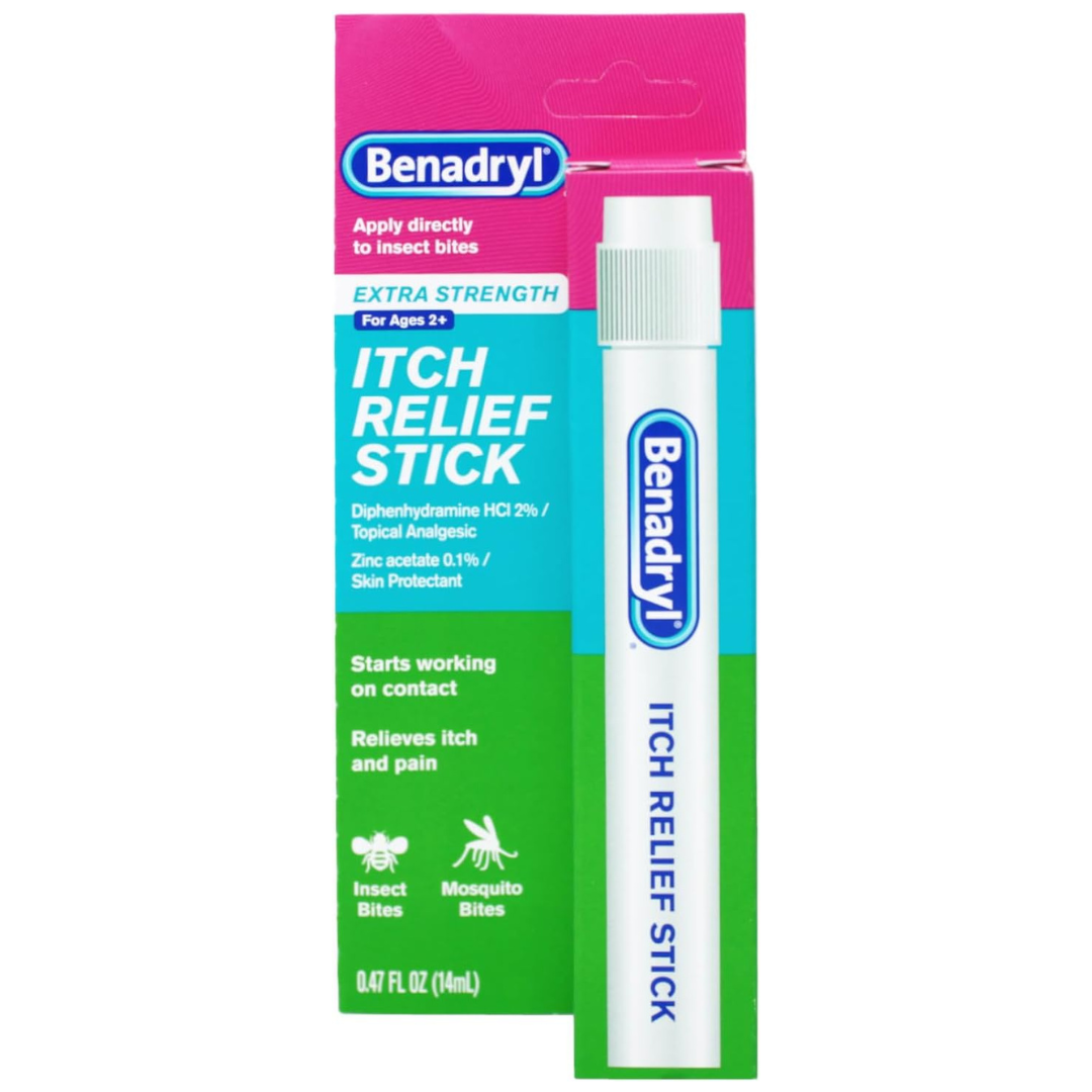 Benadryl - Barra calmante para el picor de máxima potencia - Tamaño de viaje - 0,47 fl oz