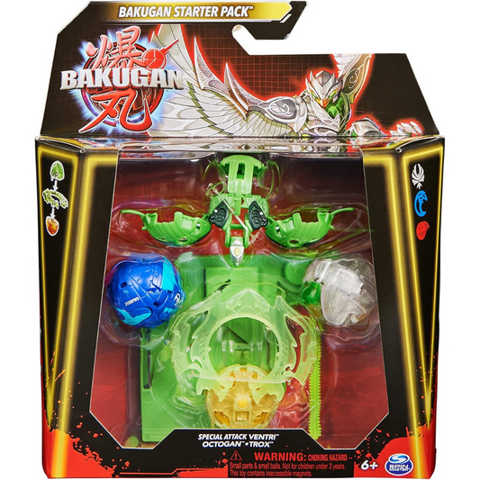 Bakugan Starter Pack - Paquete de 3 figuras de acción Special Attack Ventri, Octogan & Trox