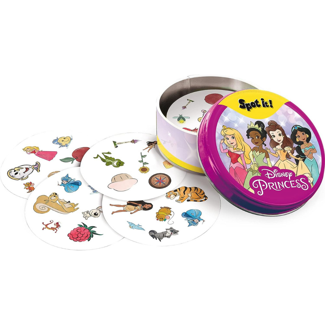 Spot It! Juego de cartas de princesa Disney