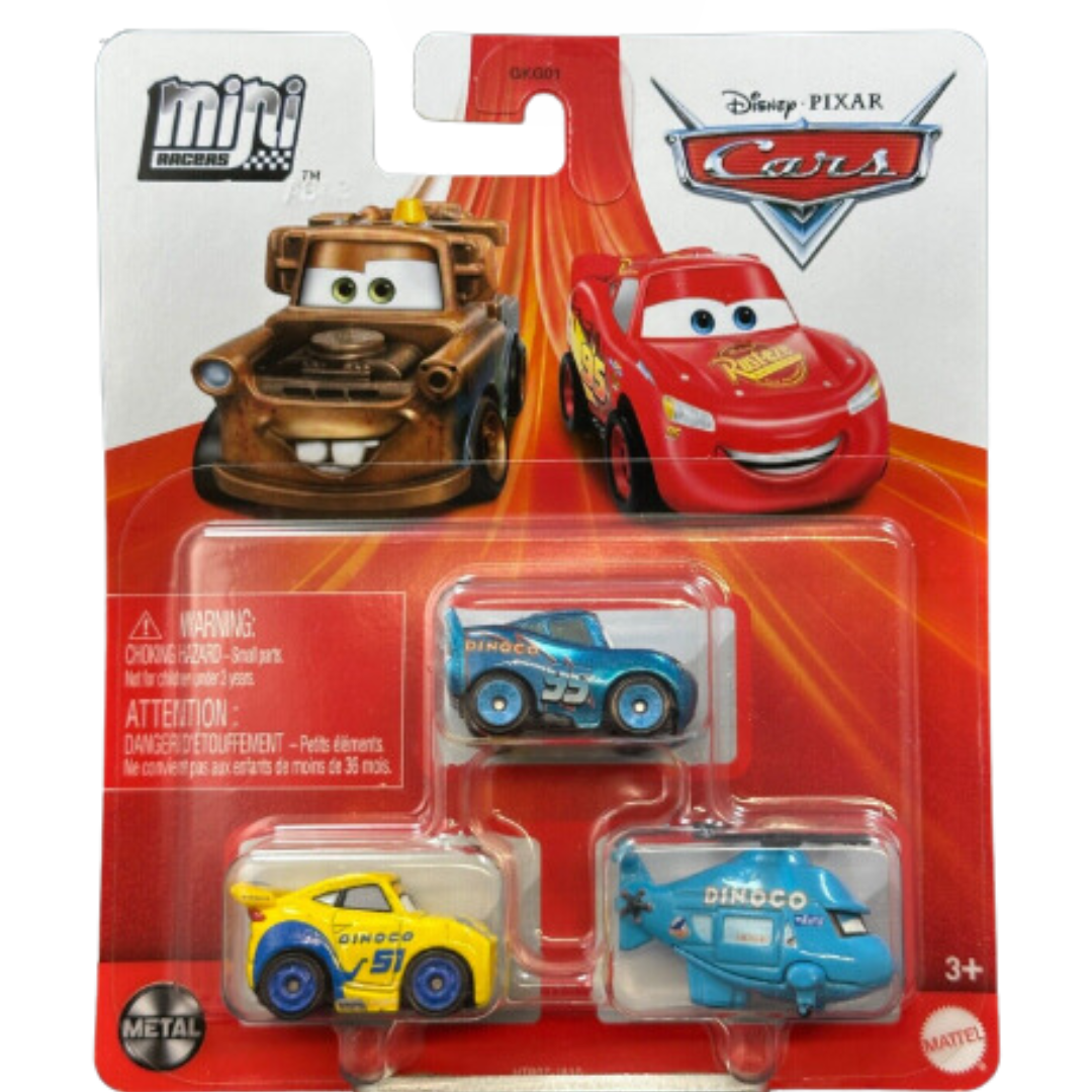 Disney/Pixar Cars Mini Racers - Rotor Turbosky, Dinoco Cruz Ramirez & Dinoco Lightning Mcqueen