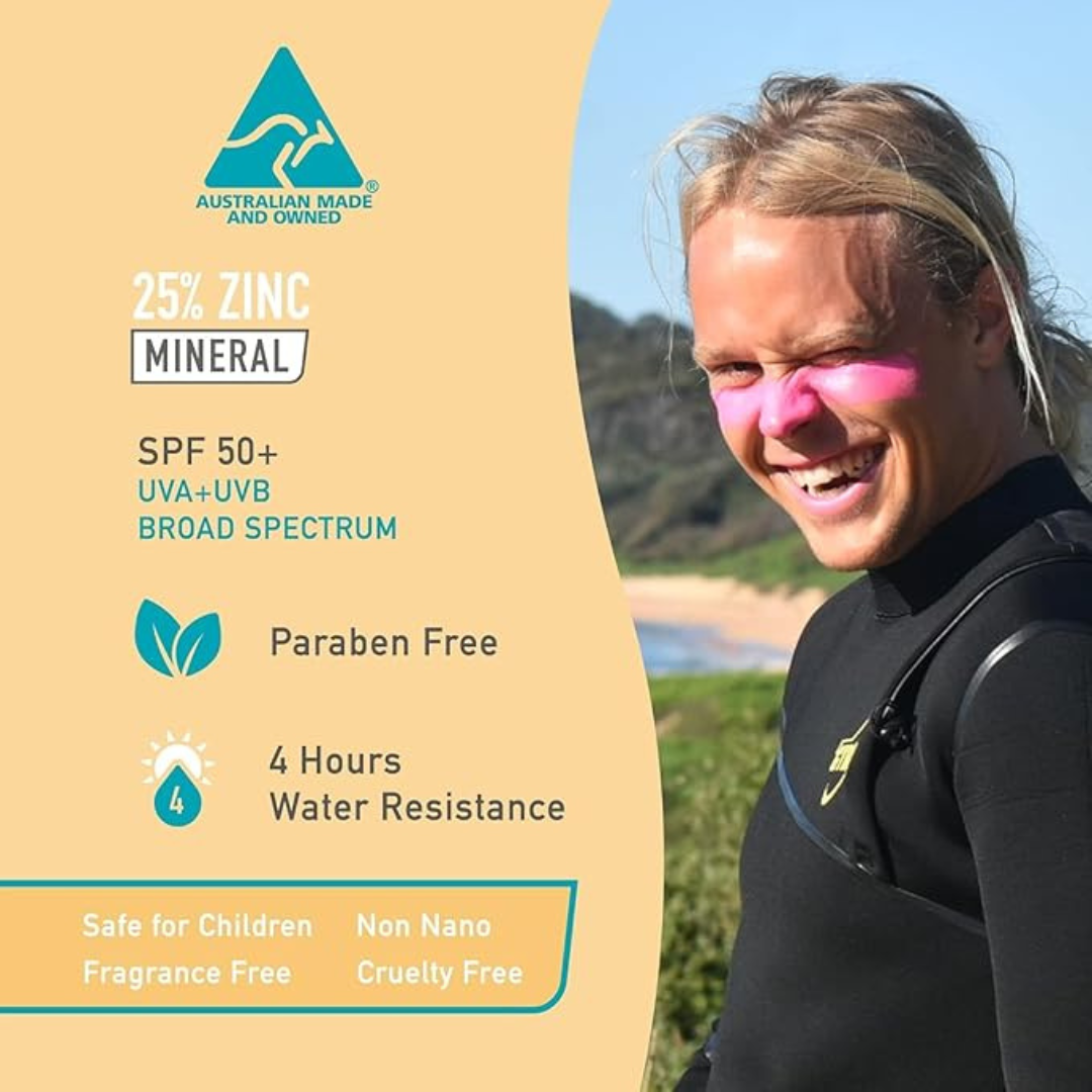Sun Zapper Zinc Stick - Protector solar mineral de color rosado SPF50+ UVA/UVB