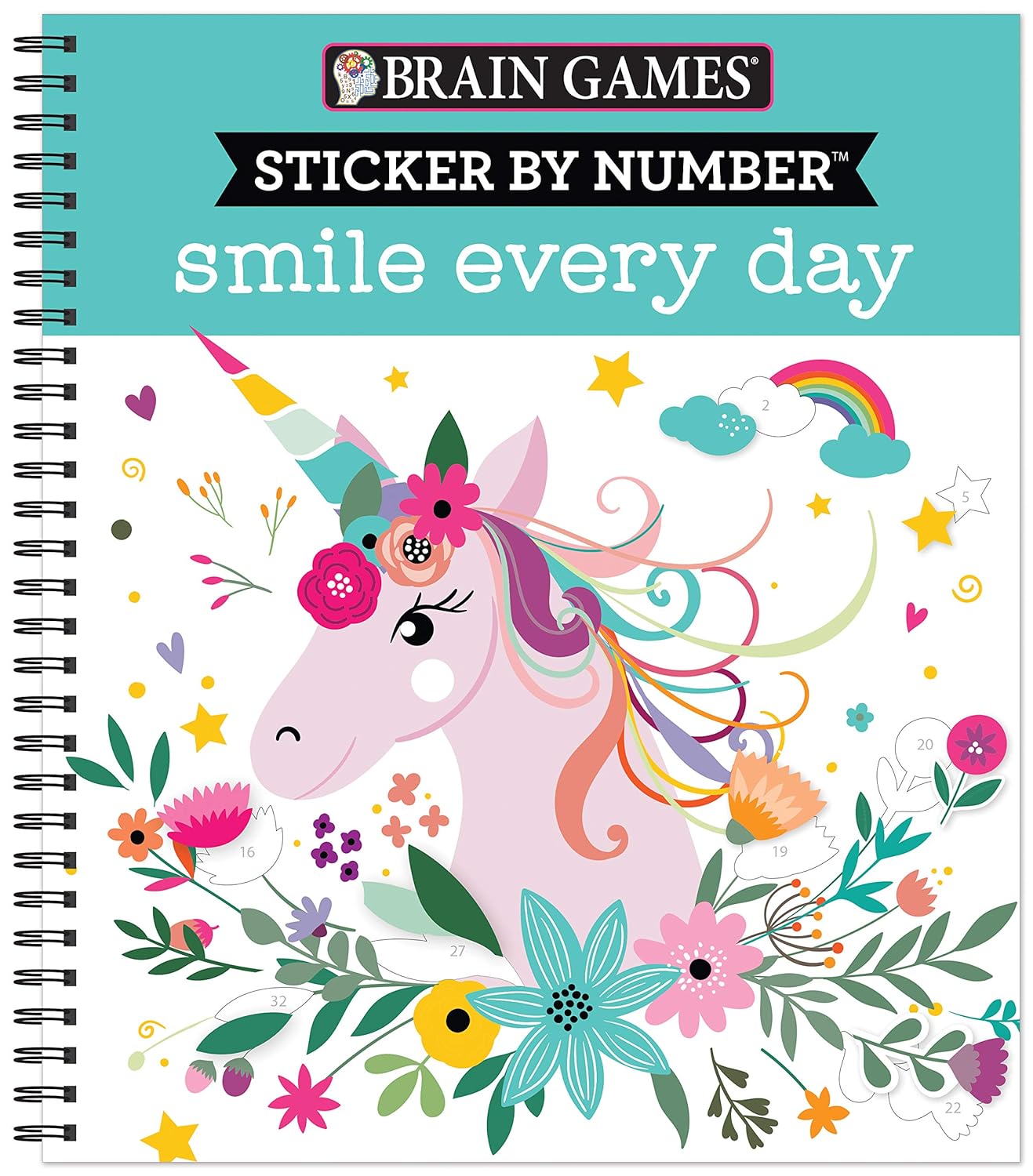 Libro de Stickers - Brain Games Sticker by Number: Smile Every Day