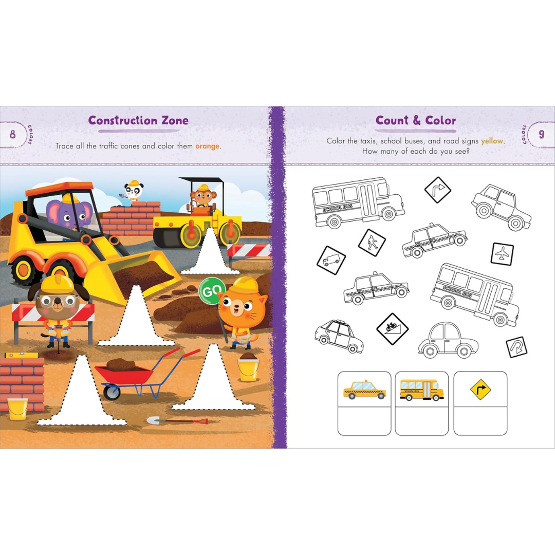 Libro de Actividades - Preschool Activity Book Trucks, Cars, and Airplanes