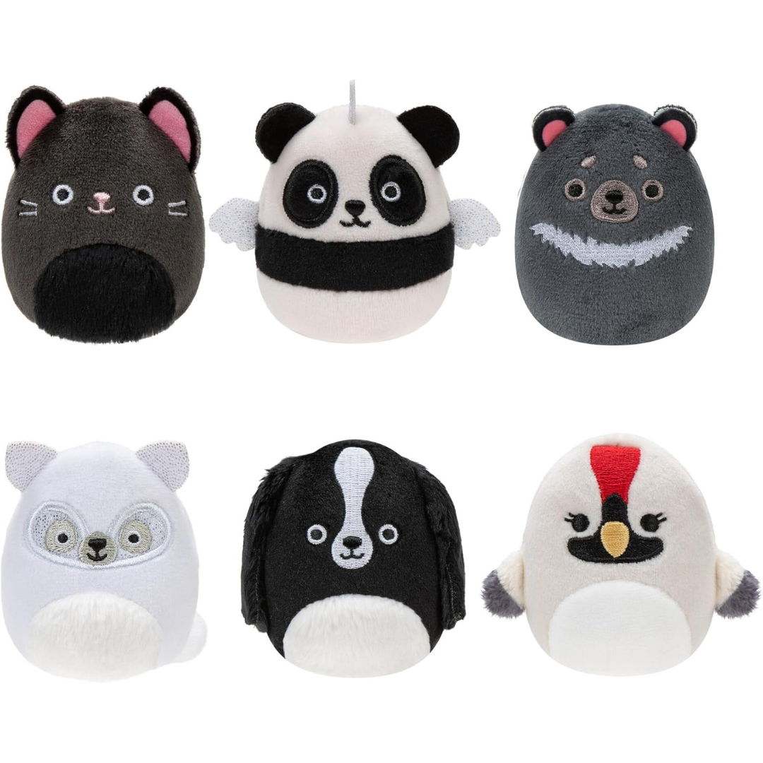 Squishville By Squishmallows Black and White Squad - Peluche de 2.0 in paquete de 6