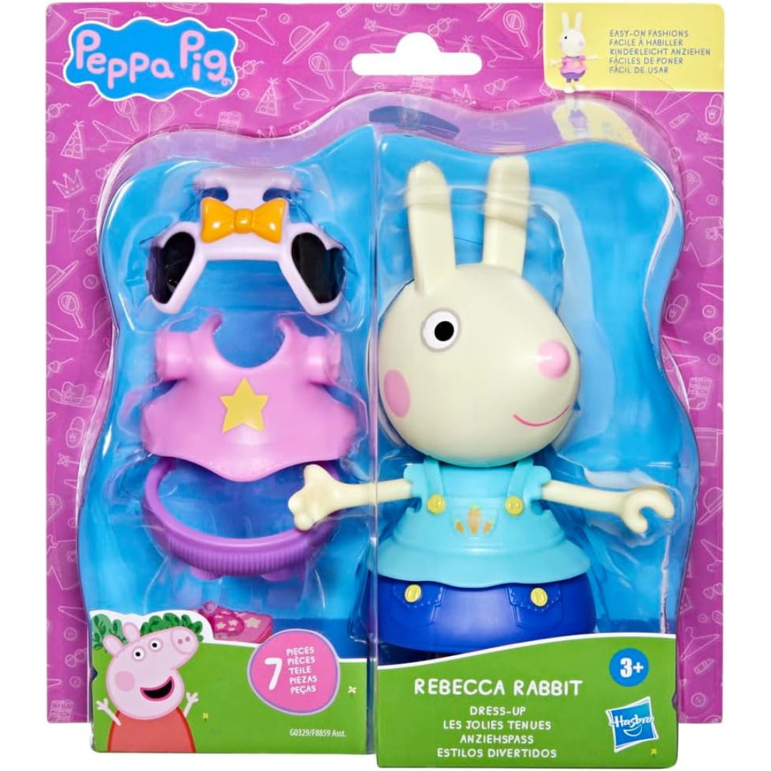 Peppa Pig Rebecca - Figura de disfraz de conejo con 6 accesorios de moda