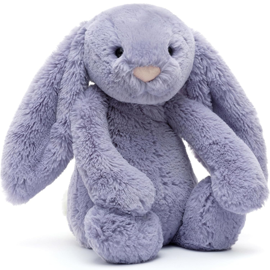 Peluche Jellycat Bashful - Peluche de conejo Violeta  mediano de 12 pulgadas