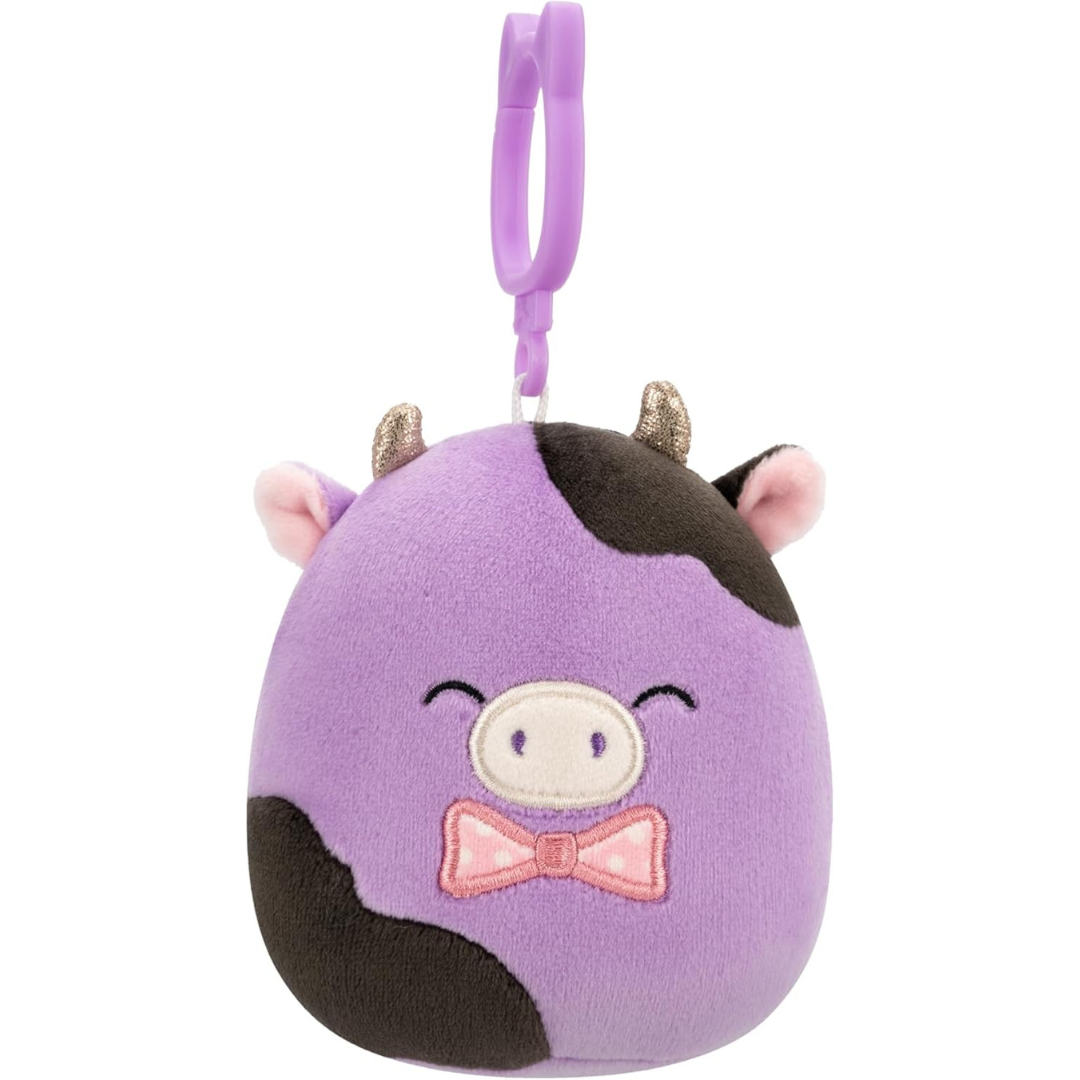 Peluche Squishmallows Clip On 3.5" - Alexie the Purple Cow