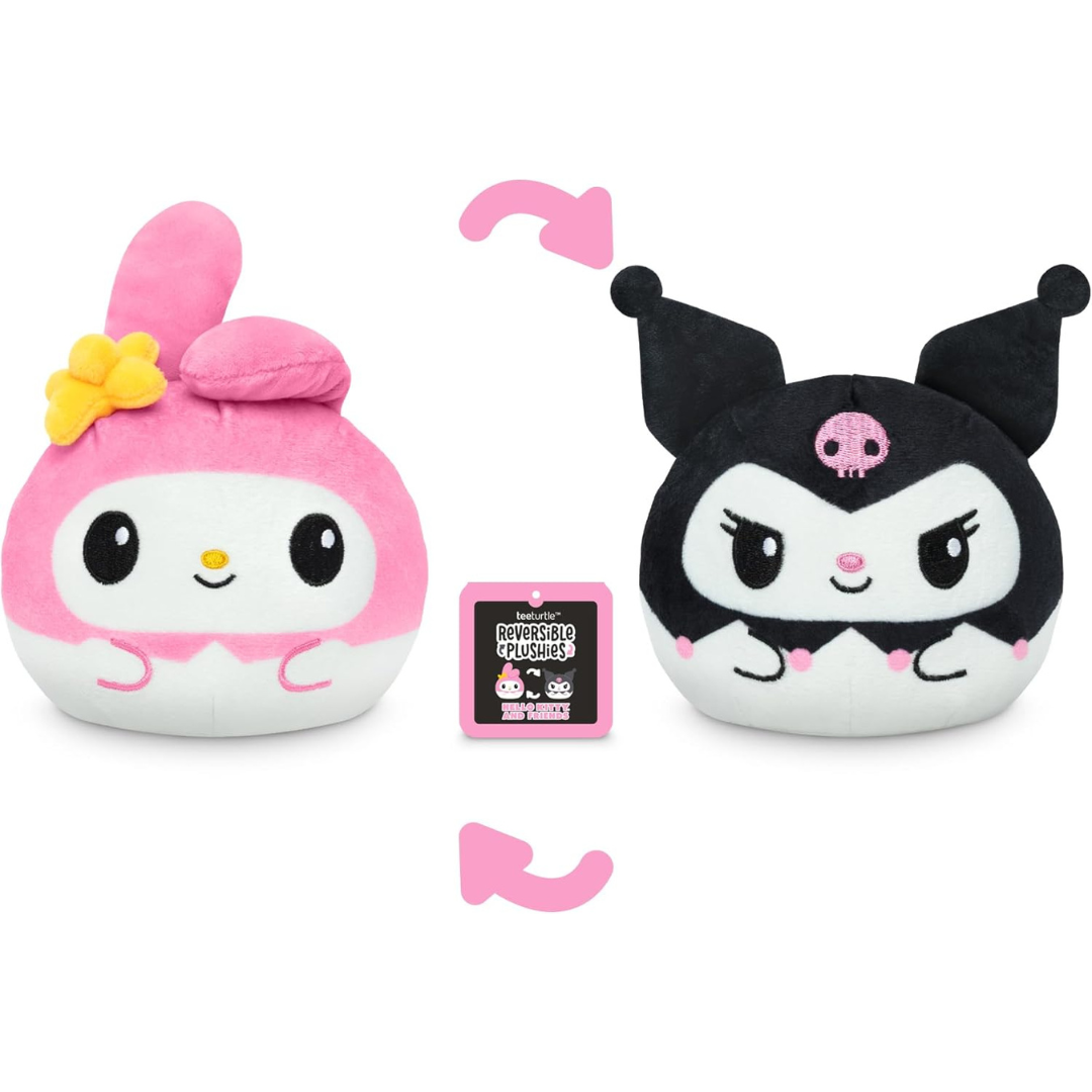 TeeTurtle Hello Kitty and Friends Peluche Reversible - Kuromi and My Melody