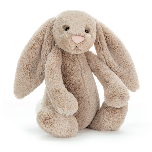 Peluche Jellycat Bashful - Peluche de conejo Beige  mediano de 12 pulgadas