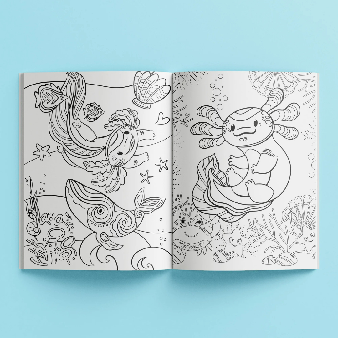 Kaleidoscope Libro para Colorear con Stickers - Axolotls