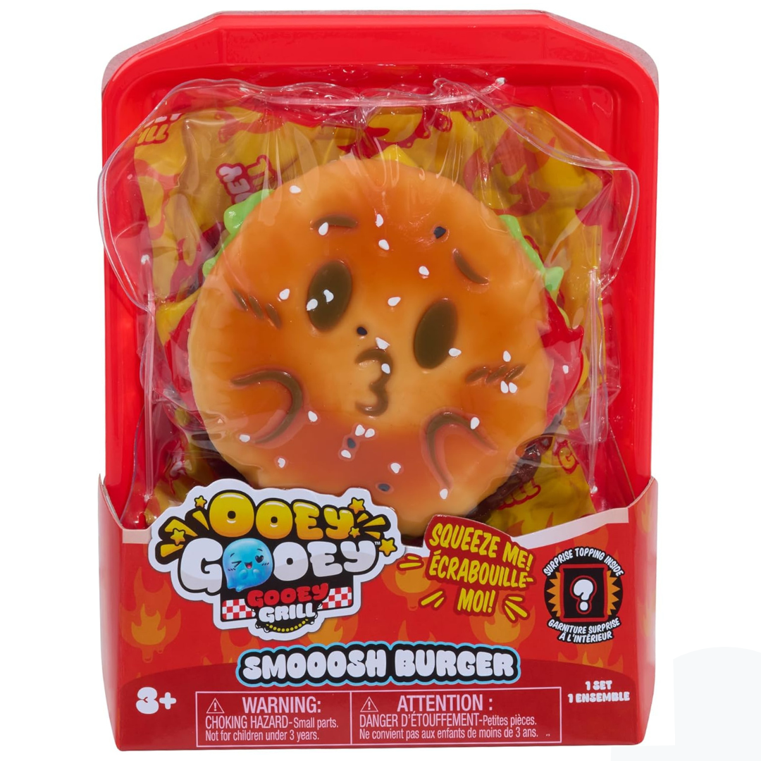 Just Play Ooey Gooey - Juego de hamburguesas Gooey Grill Smooosh