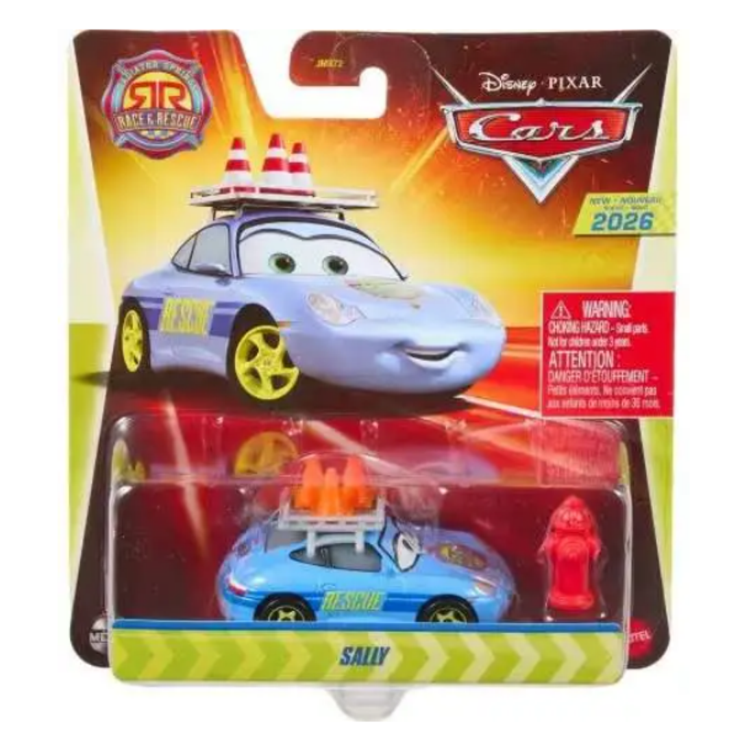 Disney / Pixar Cars Metal Race & Rescue Sally Diecast Car with Cones & Hydrant