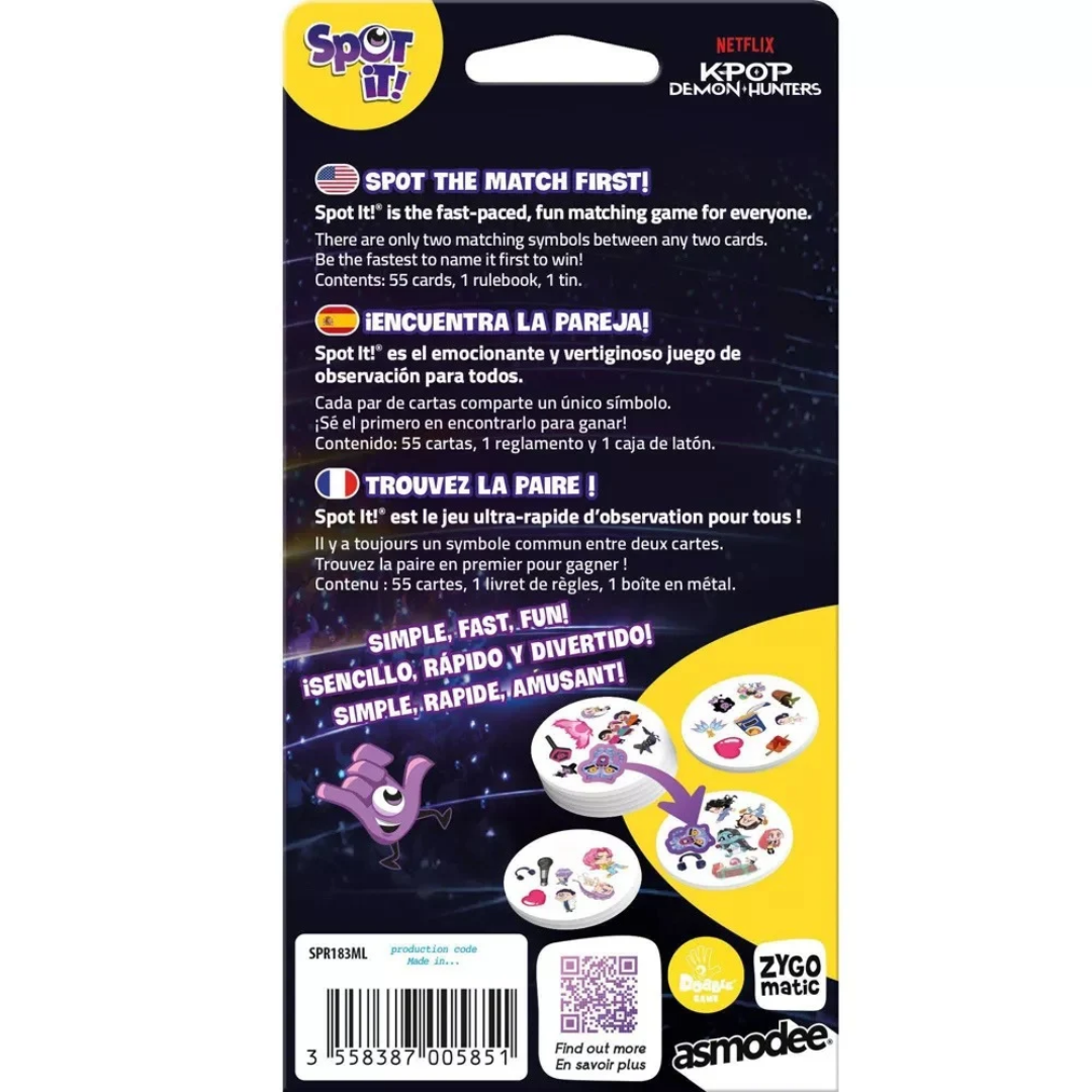 Juego de mesa - Spot It! K-Pop Demon Hunters