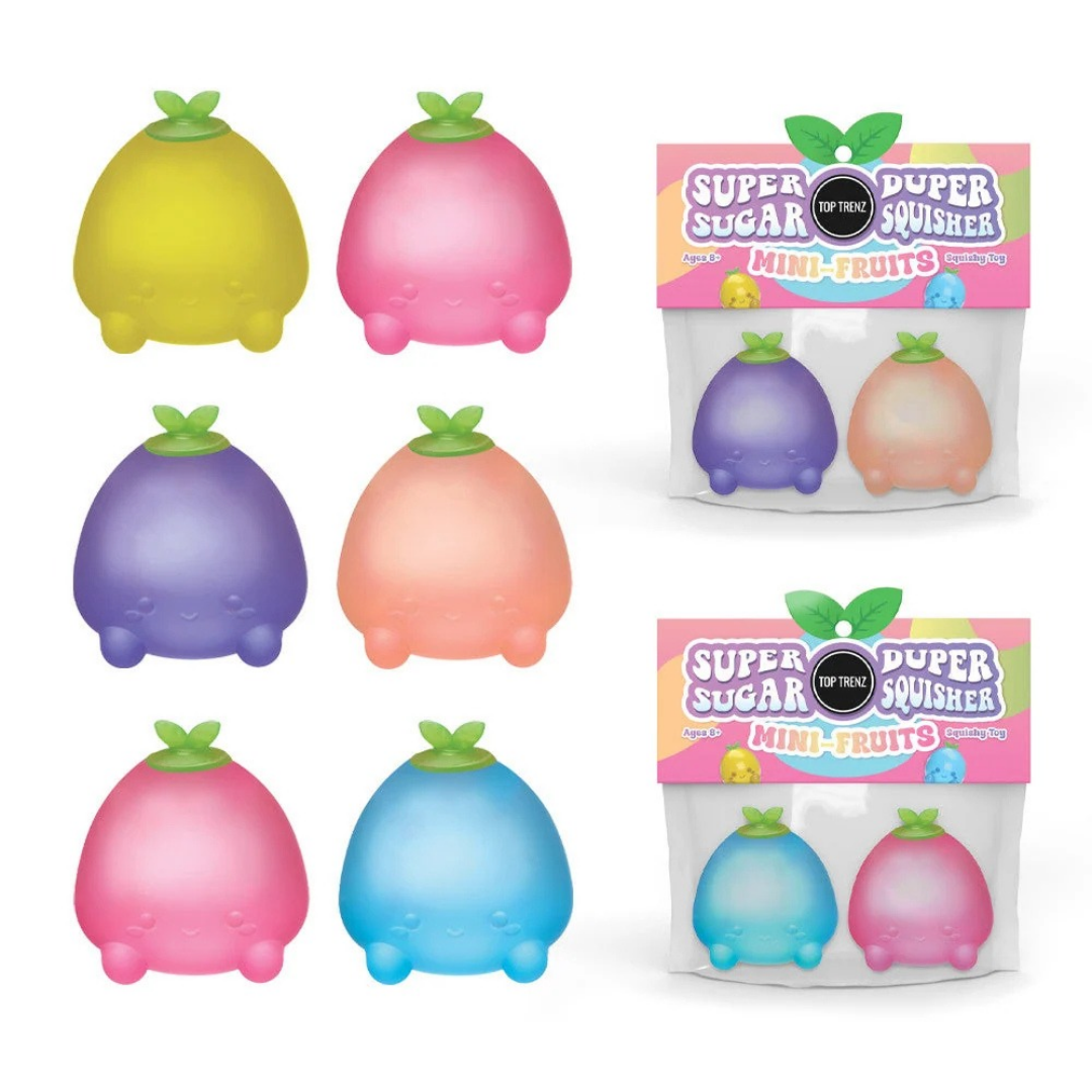 Super Duper Sugar Squisher Toy - Mini Fruits 2 Pack Set by Top Trenz