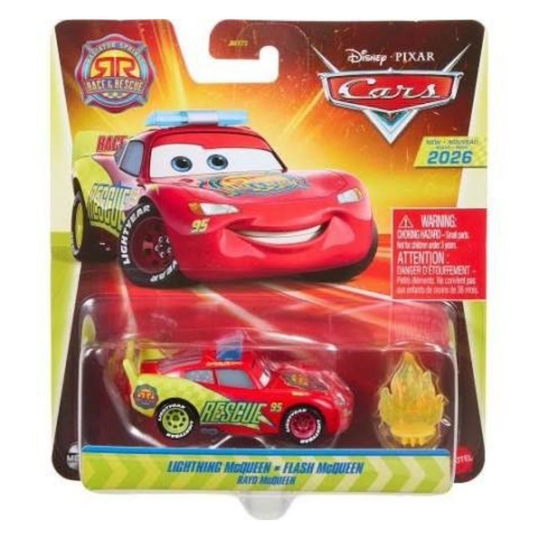 Disney / Pixar Cars Metal Race & Rescue Lightning Mcqueen Diecast Car with Fire Extinguisher