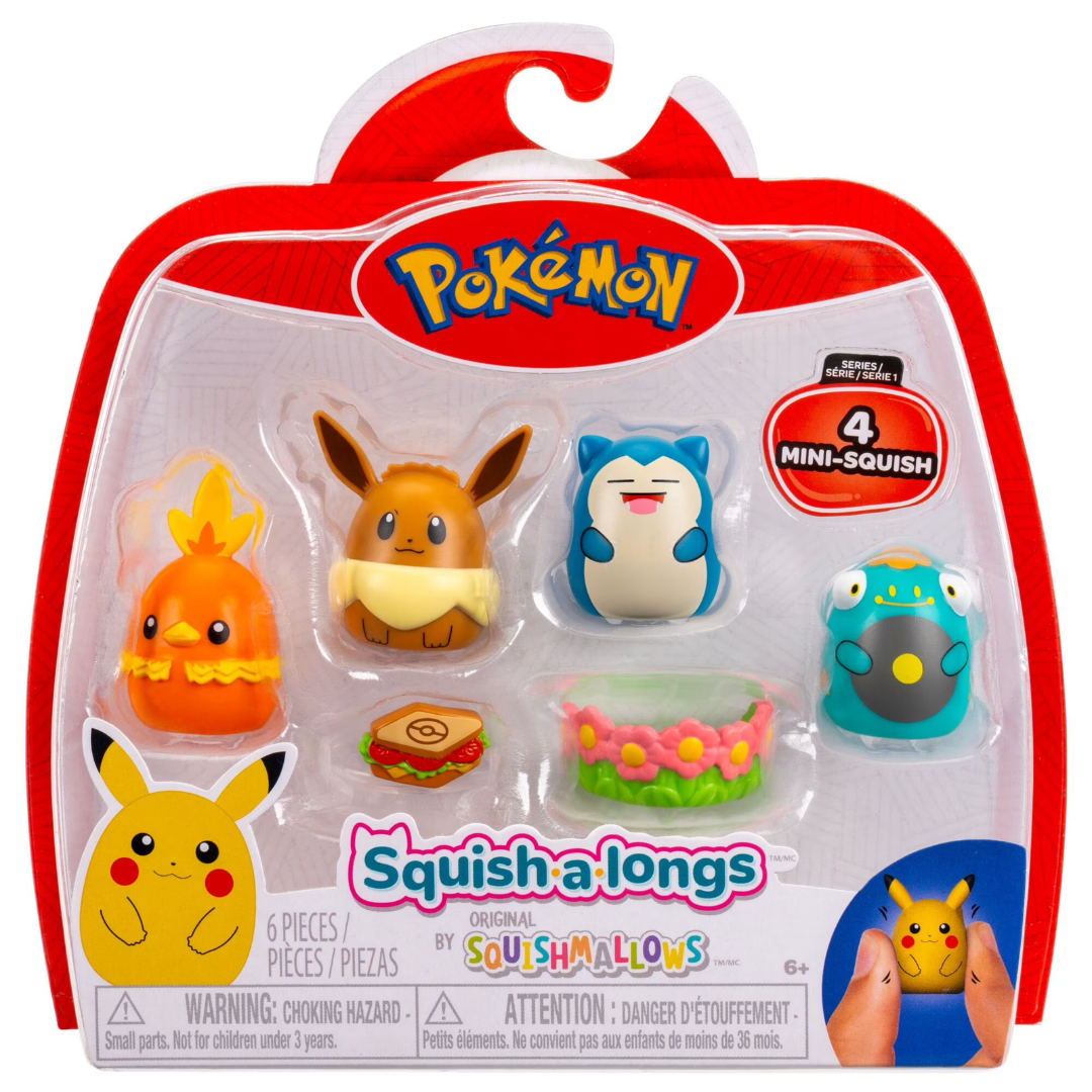 Squishmallows - Pokémon Squish-a-longs (Torchic, Eevee, Snorlax, Bellibolt)