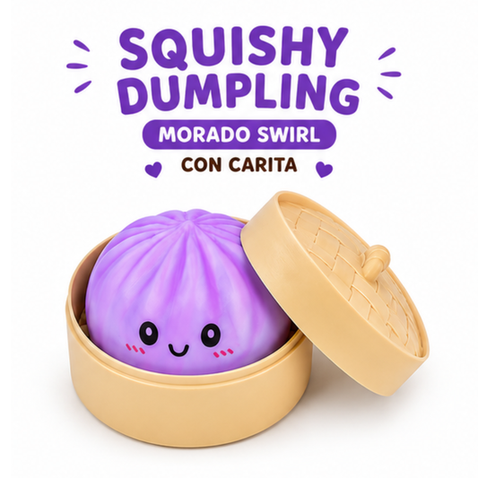 Squishy Dumpling - Morado Swirl con Carita
