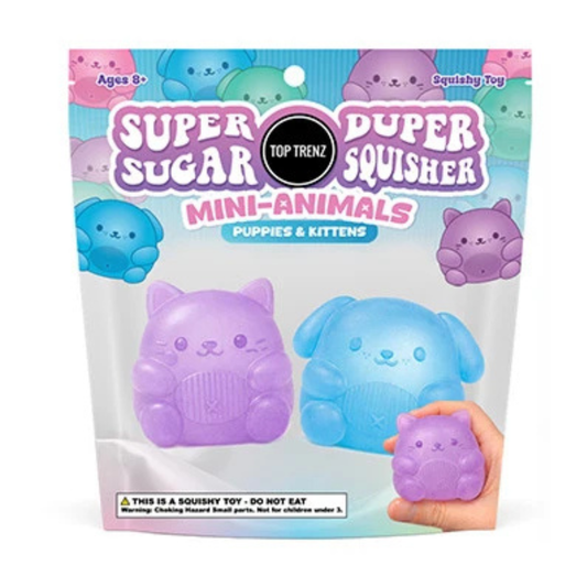 Super Duper Sugar Squisher Toy - Mini Animals Puppies & Kittens 2 Pack Set by Top Trenz