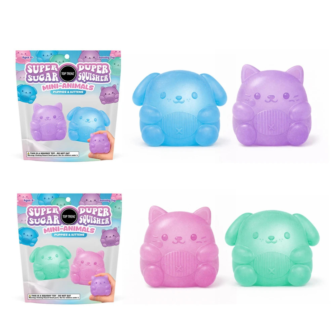 Super Duper Sugar Squisher Toy - Mini Animals Puppies & Kittens 2 Pack Set by Top Trenz