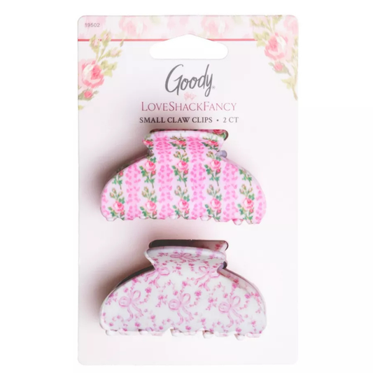 LoveShackFancy x Target - Set de 2 Mini Ganchos Tipo Claw para Cabello Blooming Heirloom - Strawberry Macaroon