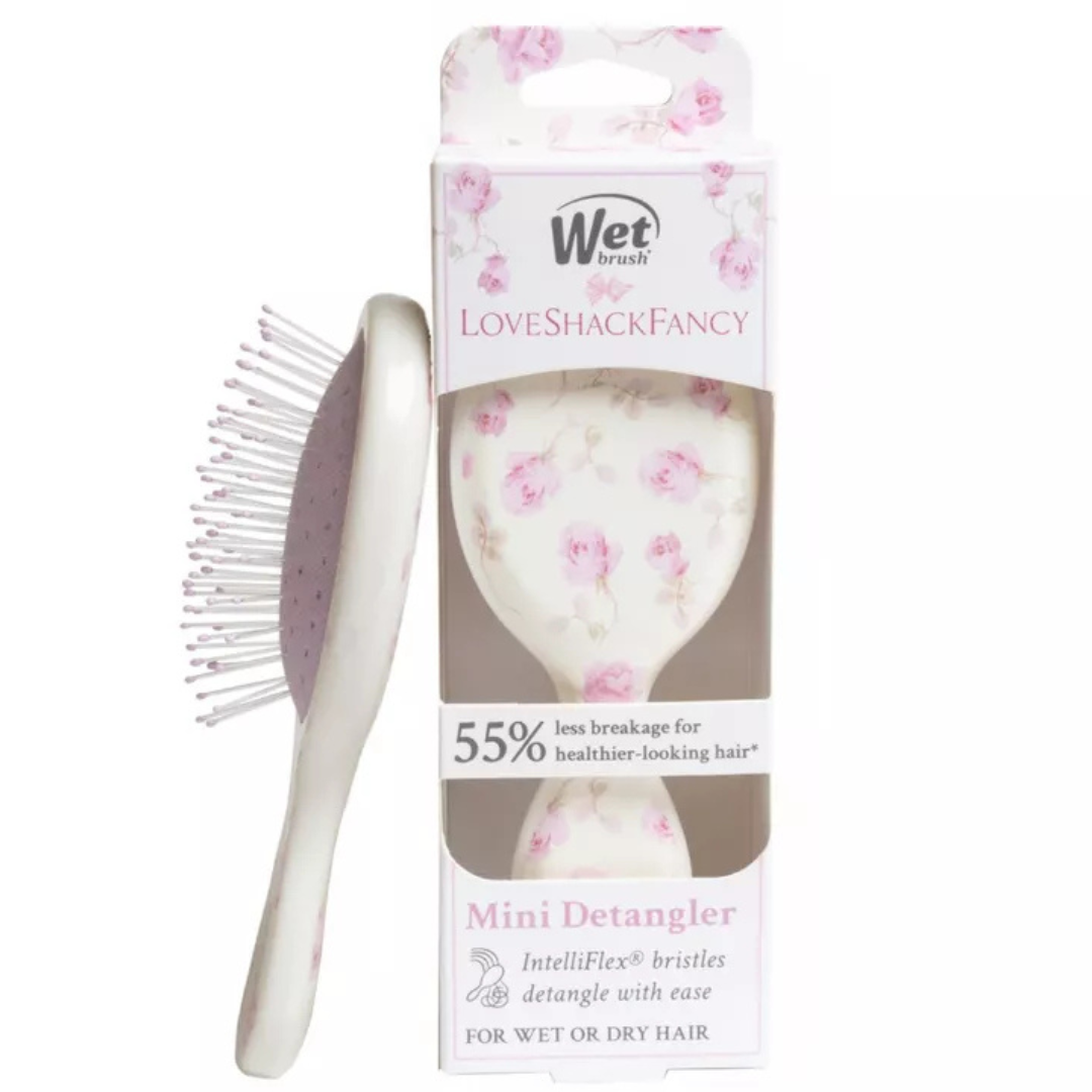 LoveShackFancy x Target - Cepillo Desenredante Mini OG con Lazo Rosa WetBrush - Sterling Dusk