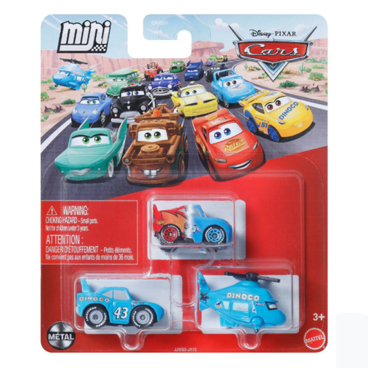 Disney/Pixar Cars Mini Racers - Transforming Lightning McQueen, Rotor Turbosky, Strip Weathers