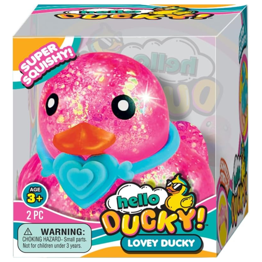 JA-RU Hello Ducky Lovey Duck - Super Squishy Glitter Rosado