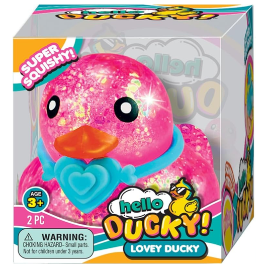JA-RU Hello Ducky Lovey Duck - Super Squishy Glitter Rosado