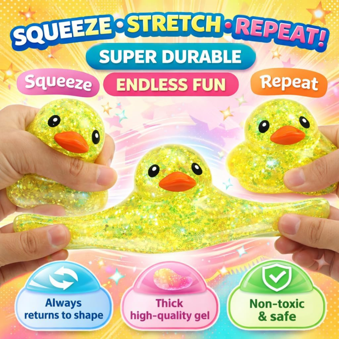 JA-RU Hello Ducky Lovey Duck - Super Squishy Glitter Rosado