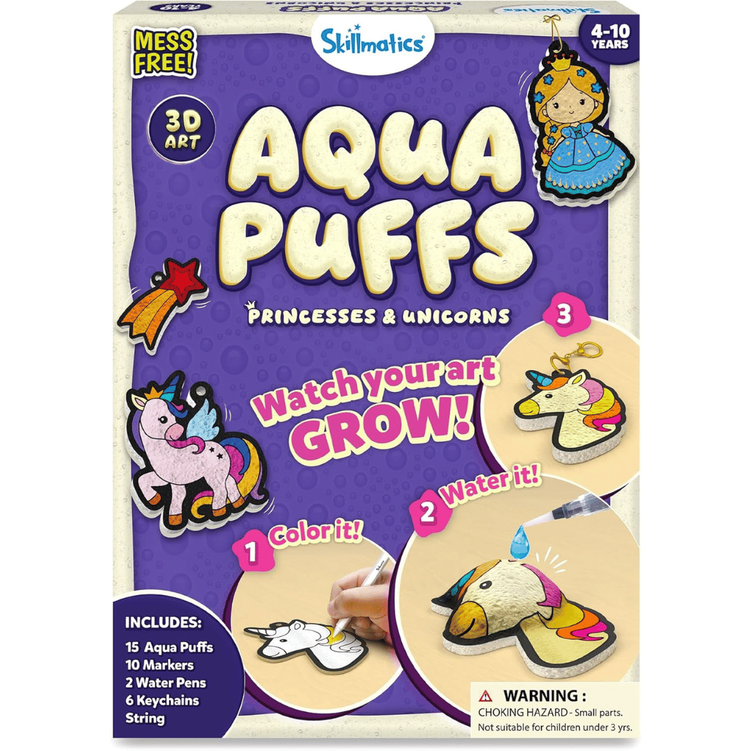 Skillmatics Aqua Puffs - Kit de arte 3D Princesses and Unicorns
