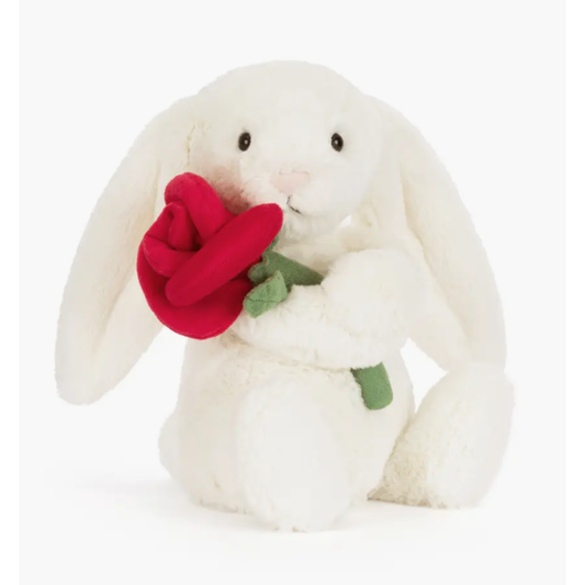 Peluche Jellycat Berry Blossom - Peluche de conejo Cream Bunny with Rose