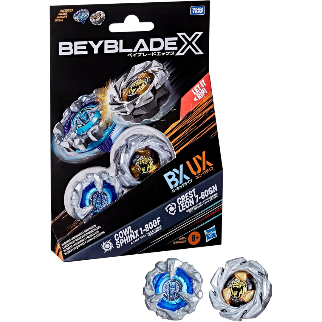 Beyblade X - Cowl Sphinx 1-80GF BX & Crest Leon 7-60GN UX Paquete Dual