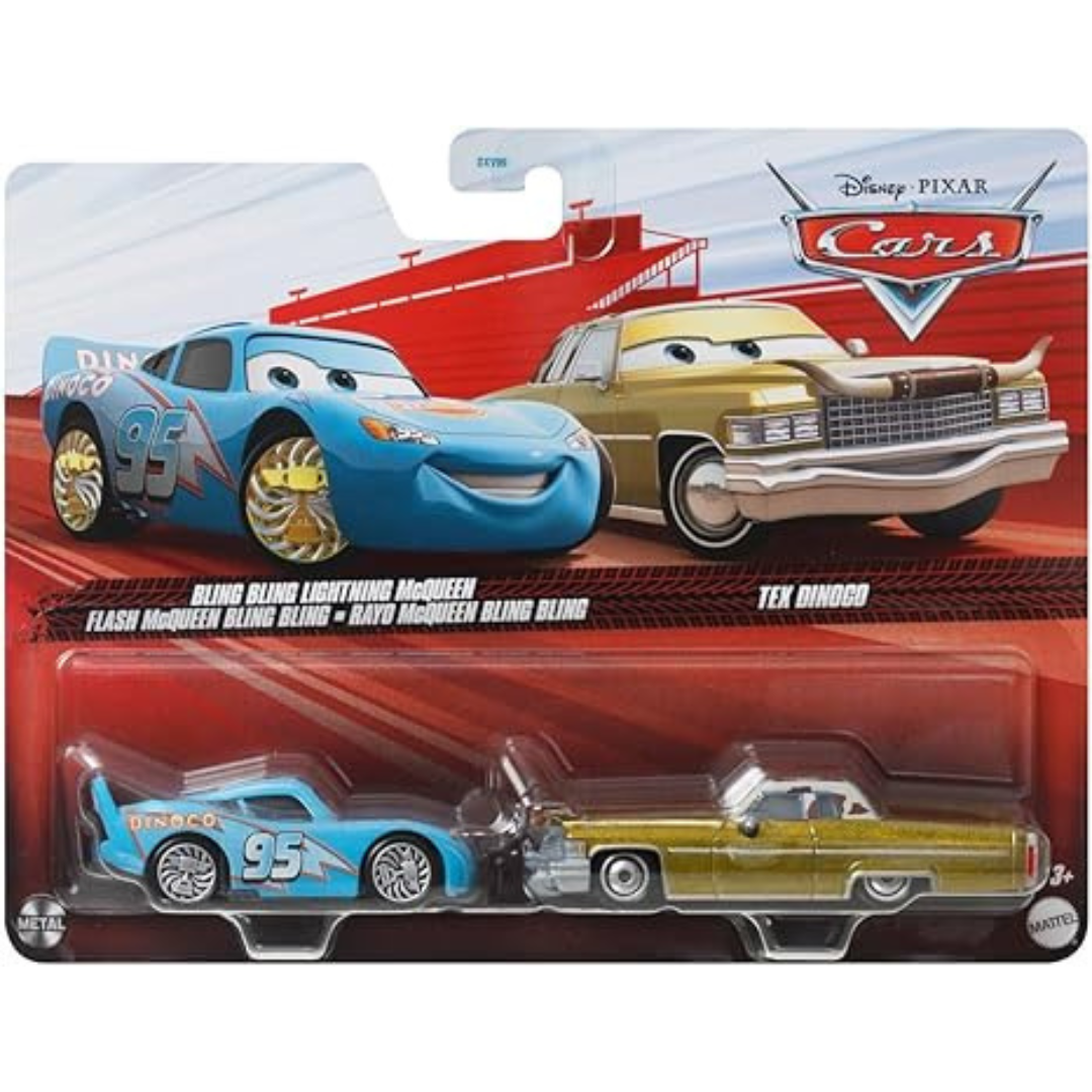 Disney Pixar Cars - Bling Bling Lightning McQueen & Tex Dinoco  Diecast Car 2-Pack