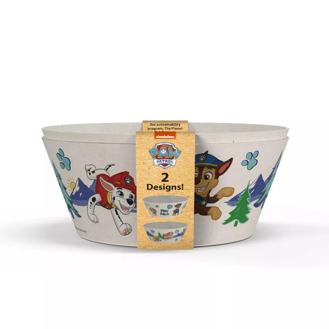 Zak Designs - Paw Patrol Juego de bowls de bambú melamina de 22oz (2 unidades)