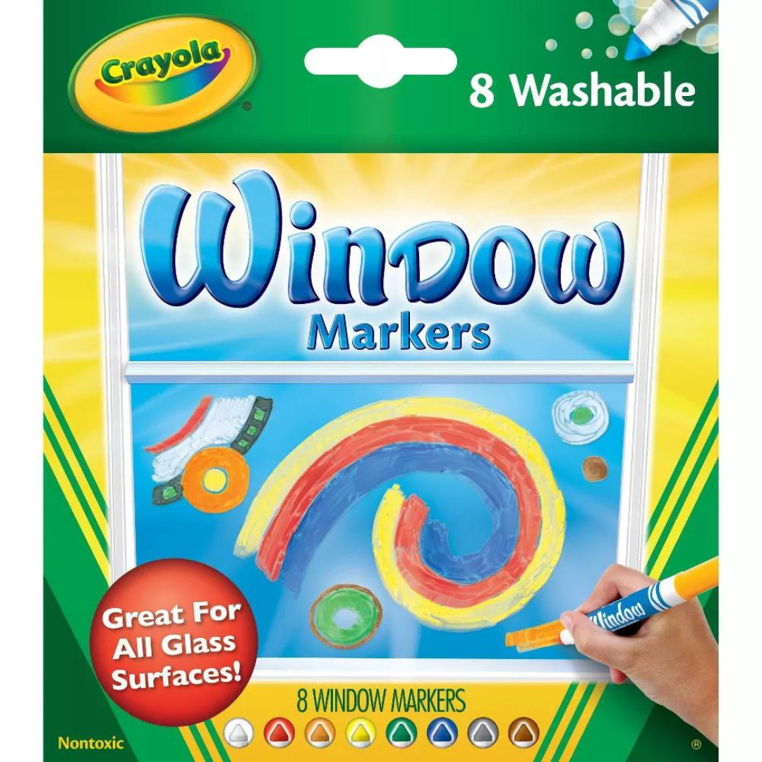 Crayola - 8 Plumones de ventana lavables