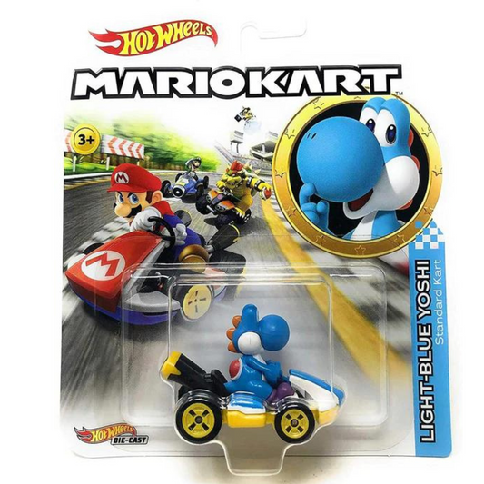 Hot Wheels Mario Kart - Light Blue Yoshi Standard Kart