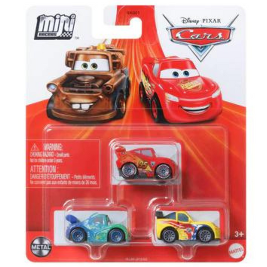 Disney/Pixar Cars Mini Racers Pack 3 - Jeff Gorvette / Lightning McQueen with Racing Wheels / Carla Veloso