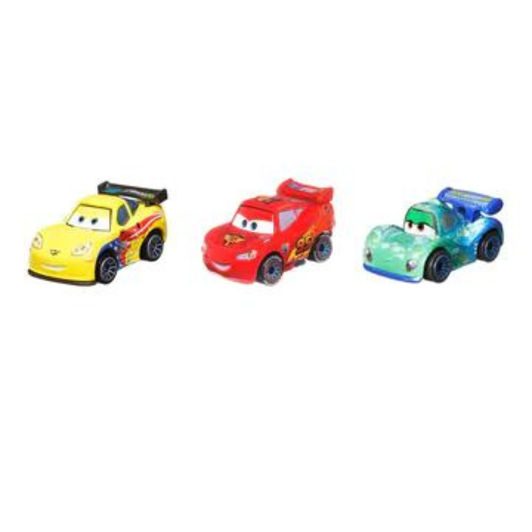 Disney/Pixar Cars Mini Racers Pack 3 - Jeff Gorvette / Lightning McQueen with Racing Wheels / Carla Veloso