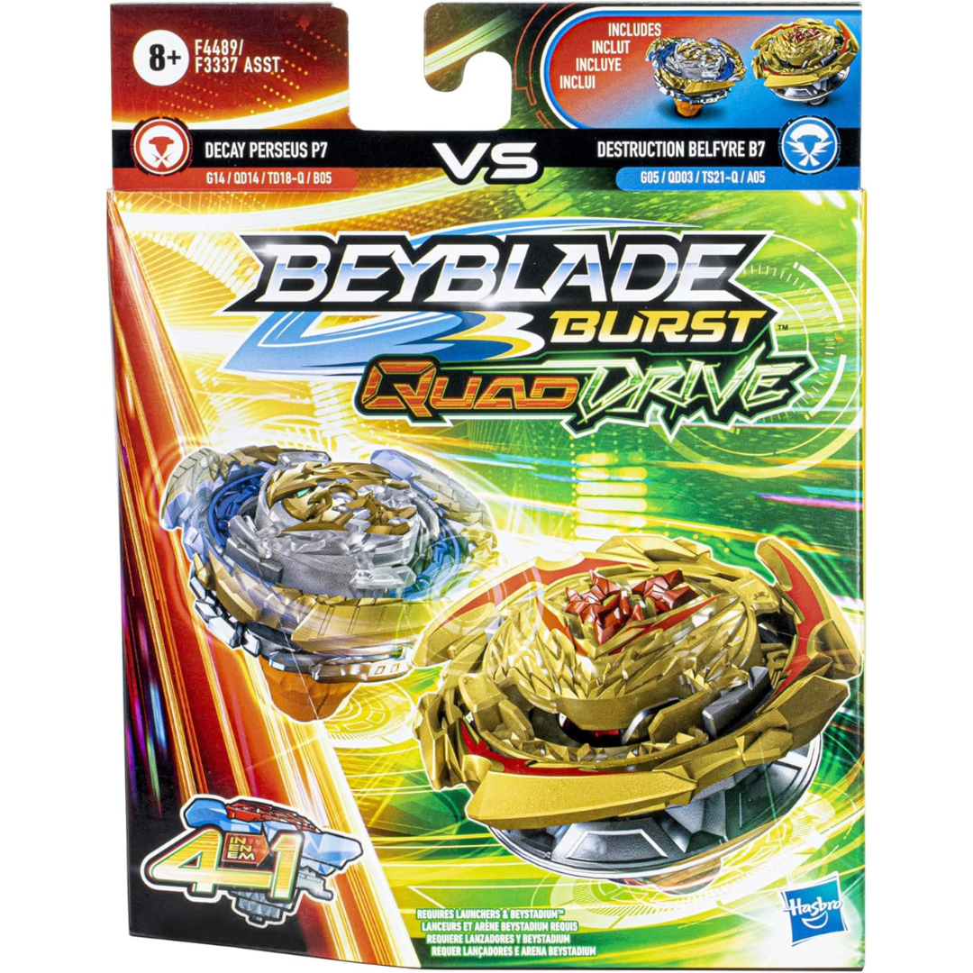 Beyblade Burst QuadDrive Destruction Belfyre B7 and Decay Perseus P7 Spinning Top Dual Pack