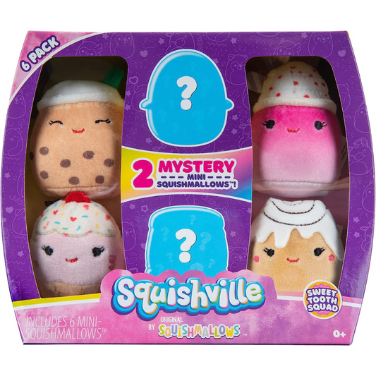 Squishville By Squishmallows Sweet Tooth - Peluche de 2.0 in paquete de 6