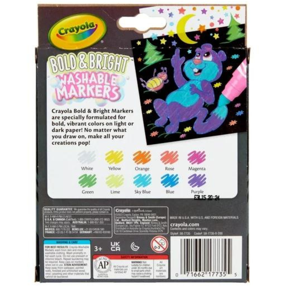 Crayola - 10 Plumones Bold & Bright