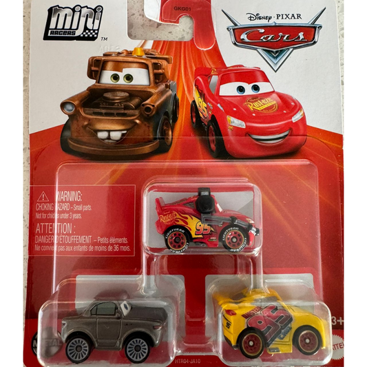 Disney/Pixar Cars Mini Racers - Rusteze Cruz Ramirez, Lightning Mc Queen with Headset & Sterling