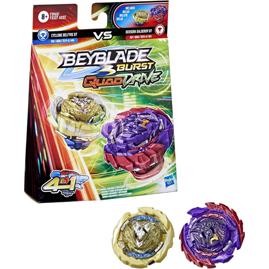 Beyblade Burst QuadDrive Destruction Berserk Balderov B7 y Cyclone Belfyre B7 Spinning Top Dual Pack