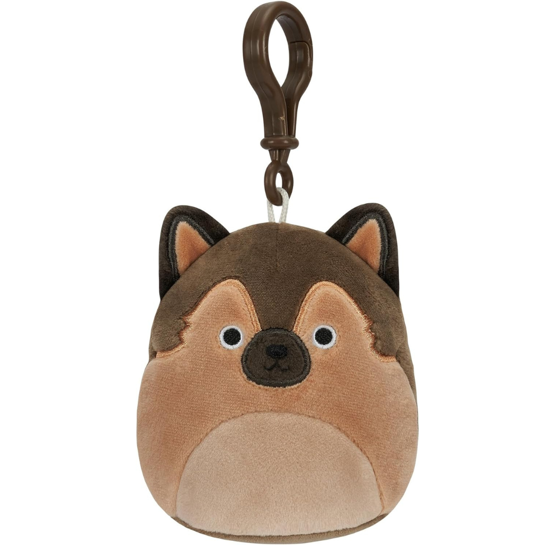 Peluche Squishmallows Clip On 3.5" - Mario the German shepherd
